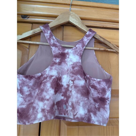 Athleta Conscious Crop Printed Sports Bra Just Dance Ballerina Gown Pink SZ M - Picture 5 of 10